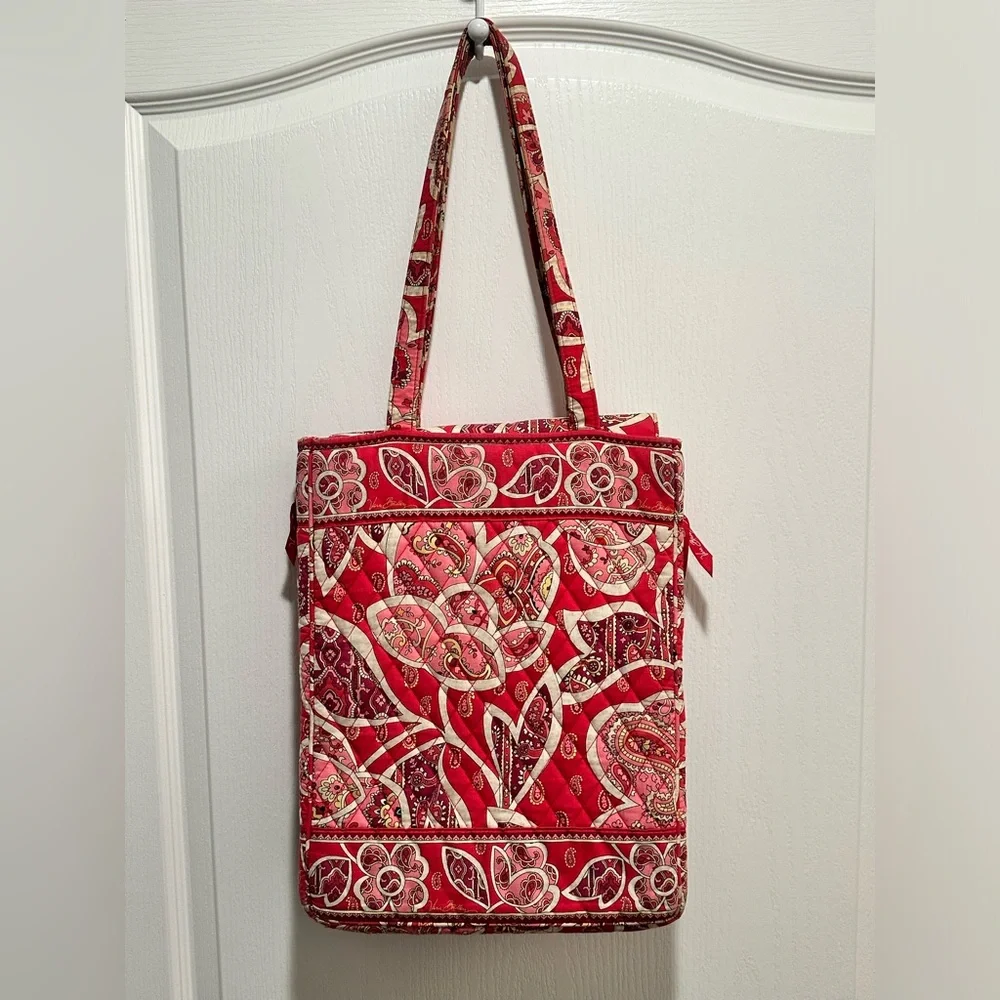 Vera Bradley Purse Laptop Travel Tote Rosy Posies Checkpoint Friendly Red Pink